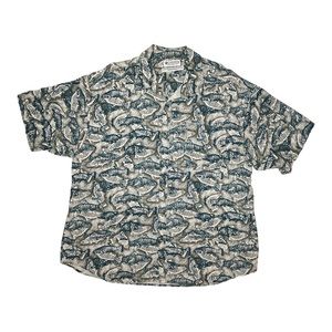 Columbia Mens XXLarge Fish Print Button Up Shirt Comfortable